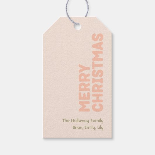 コーラルメはっきりしたリーモダンクリスマス家族のギフトラベル ギフトタグ (正面)
