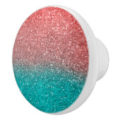 コーラルメロンオレンジティール（緑がかった色）アクアグリーンスパークリーグリッター セラミックノブ (右)