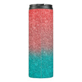 コーラルメロンオレンジティール（緑がかった色）アクアグリーンスパークリーグリッター タンブラー (裏面)