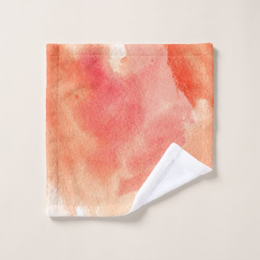 コーラルメープルリーフの水彩洗浄及びモノグラム バスタオルセット (ウォッシュタオル)