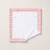 コーラルモダンアンドホワイトストライプ バスタオルセット (ウォッシュタオル)