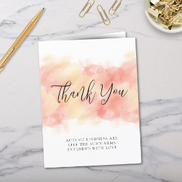 コーラルモダンエレガントピーチ折り畳みサンキューカード サンキューカード