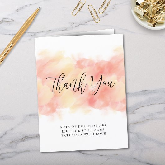 コーラルモダンエレガントピーチ折り畳みサンキューカード サンキューカード