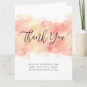 コーラルモダンエレガントピーチ折り畳みサンキューカード サンキューカード (正面)