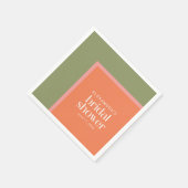 コーラルモダングリーン幾何ブライダルシャワーカスタム スタンダードカクテルナプキン (角)