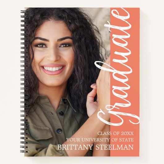 コーラルモダンスクリプト卒業パーティーゲストブック ノートブック (正面)