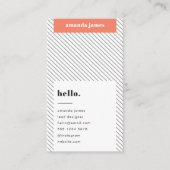 コーラルモダンダイアゴナルストライプトレンディー 名刺 (正面)