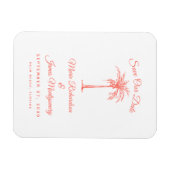 コーラルモダンパームツリービーチ結婚式日付を保存 マグネット (横)