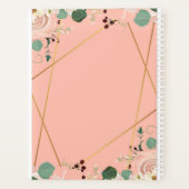 コーラルモダンピンクの花日週間カスタム プランナー手帳 (裏面)