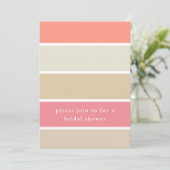コーラルモダンピーチタンカラーブロックブライダルシャワー 招待状 (スタンド正面)