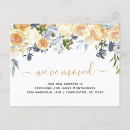 コーラルモダンピーチブルーウォーターの色フローラ移動 案内ポストカード