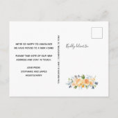 コーラルモダンピーチブルーウォーターの色フローラ移動 案内ポストカード (裏面)