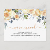 コーラルモダンピーチブルーウォーターの色フローラ移動 案内ポストカード (正面)