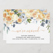 コーラルモダンピーチブルーウォーターの色フローラ移動 案内状 (正面/裏面)