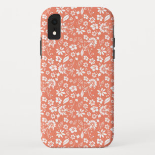 コーラルモダンピーチ熱帯花の模様 iPhone XRケース