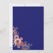 コーラルモダンピーニーフローラリースネイビー結婚ズインビ 招待状 (裏面)