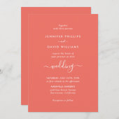 コーラルモダンミニマル結婚ラリスト 招待状 (正面/裏面)