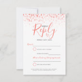 コーラルモダン抽象芸術ア結婚ートの返信RSVP 出欠カード (裏面)