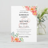 コーラルモダン赤面ピンクの水の色エレガントな結婚式 招待状 (スタンド正面)