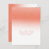コーラルモダン金ゴールドグラムシック結婚式の日付を保存 案内ポストカード (正面/裏面)