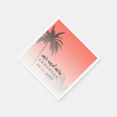 コーラルモノグラムのトロピカルパームツリービーチ結婚式 スタンダードカクテルナプキン (角)