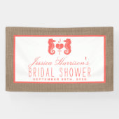 コーラルモノグラムシーホースビーチバーラップブライダルシャワー 横断幕 (横)