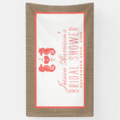 コーラルモノグラムシーホースビーチバーラップブライダルシャワー 横断幕 (縦)