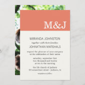 コーラルモノグラム写真結婚式招待状 招待状 (正面/裏面)