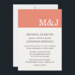 コーラルモノグラム写真結婚式招待状 招待状<br><div class="desc">美しスタイリッシュい結婚式招待状 – あなたの特別な日に最適！背面の写真を変更または削除する。</div>