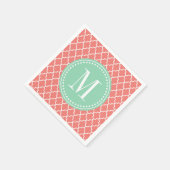 コーラルモロッコタイル格子パーソナライズされた スタンダードカクテルナプキン (角)
