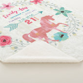 コーラルユニコーンベビーガール統計ウォーターカラーリース シェルパブランケット (3/4)