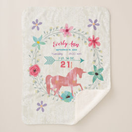 コーラルユニコーンベビーガール統計ウォーターカラーリース シェルパブランケット