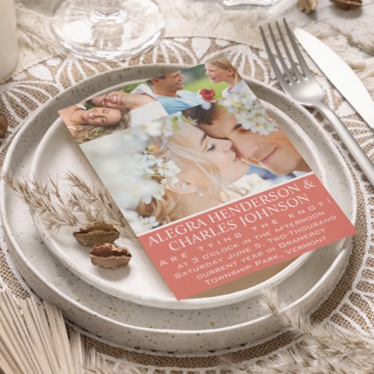 コーラルユーフォトタイポグラフィ結婚式招待状 招待状