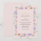 コーラルライラックの野生の花の結婚式 招待状 (正面/裏面)