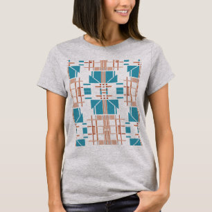 コーラルラストターコイズサウスウェストアートルック抽象芸術 Tシャツ