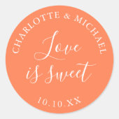 コーラルラブイズスウィート結婚式の引き出物 ラウンドシール (正面)