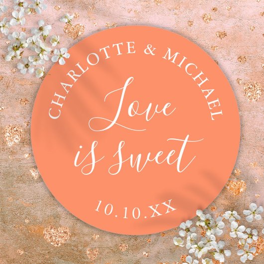 コーラルラブイズスウィート結婚式の引き出物 ラウンドシール