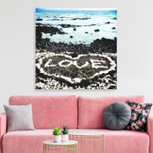コーラルラブハートハワイブラックサンドビーチ写真 キャンバスプリント (インサイチュ (リビング))