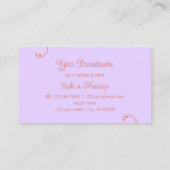 コーラルラベンダーシ華美ックとポートレート写真 名刺 (裏面)