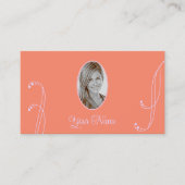 コーラルラベンダーシ華美ックとポートレート写真 名刺 (正面)