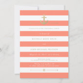 コーラルリハストライプのーサル航海のディナー招待状 招待状 (正面)