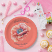 コーラルリビングとジャンボコーラルポピー ブライダルシャワー ペーパープレート (パーティー)