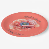 コーラルリビングとジャンボコーラルポピー ブライダルシャワー ペーパープレート (アングル)