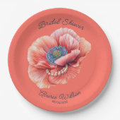 コーラルリビングとジャンボコーラルポピー ブライダルシャワー ペーパープレート (正面)