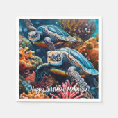 コーラルリーフのウミガメ スタンダードカクテルナプキン (正面)