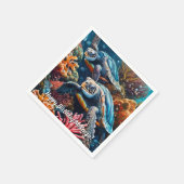 コーラルリーフのウミガメ スタンダードカクテルナプキン (角)