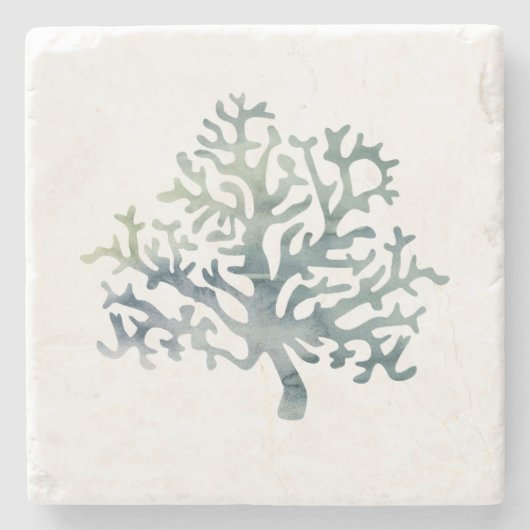 コーラルリーフウォーターカラーマーブルストーンコースター ストーンコースター (正面)