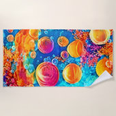 コーラルリーフカラフルバブル ビーチタオル (正面)