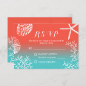 コーラルリーフスターフィッシュビーチ結婚式RSVP応答 出欠カード (正面/裏面)