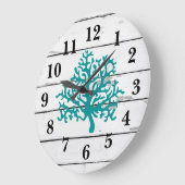 コーラルリーフターコイズビーチデコールルストシプラップ ラージ壁時計 (傾斜)